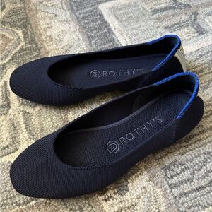 Rothy's Square Toe Navy Blue Knit Ballet Flat Size 6.5
